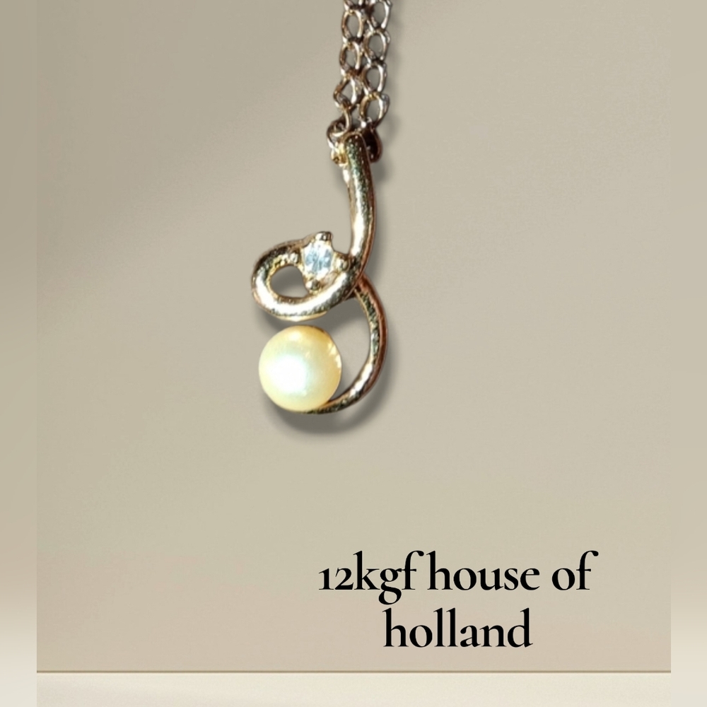 12k Cz Pearl necklaces with pendant 12GF signed house of holland